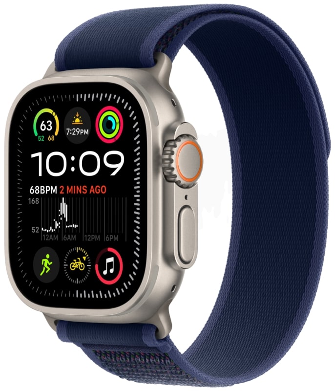 Apple Watch Ultra 2 49mm Бежевый Титан Ремешок S/M Trail Голубого Цвета 2024