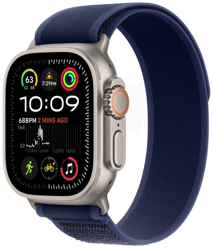 Apple Watch Ultra 2 49mm Бежевый Титан Ремешок S/M Trail Голубого Цвета 2024