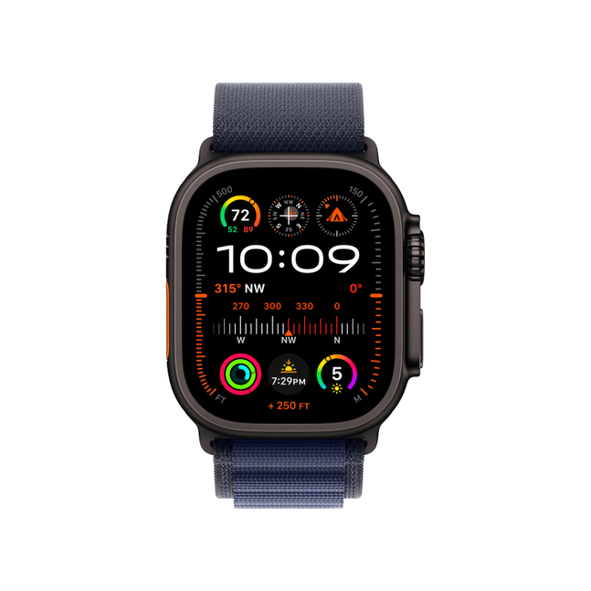 Apple Watch Ultra 2 49mm Черный Титан Ремешок S Alpine Темно-Синего Цвета 2024