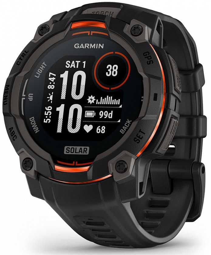 Garmin Instinct 3 45mm Solar Черные с Черным Силиконовым Ремешком (010-02934-00)