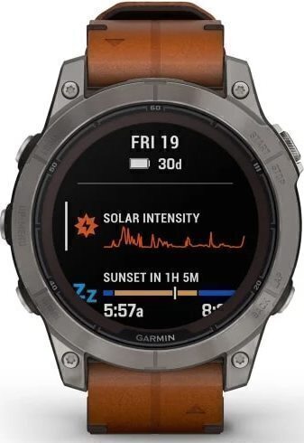 Garmin Fenix 7 Pro Sapphire Solar Титановый Серый С Коричневым Кожаным Ремешком (010-02777-30)