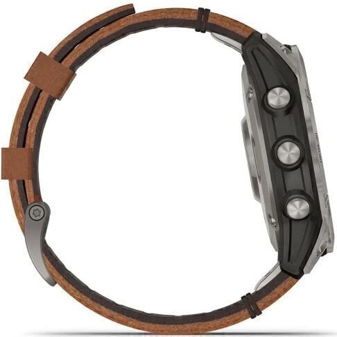 Garmin Fenix 7 Pro Sapphire Solar Титановый Серый С Коричневым Кожаным Ремешком (010-02777-30)