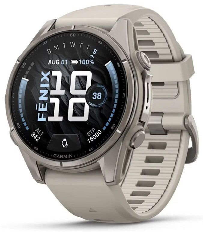 Garmin Fenix 9 43mm Титан с Дымчато-Серым Силиконовым Ремешком (010-04761-01)