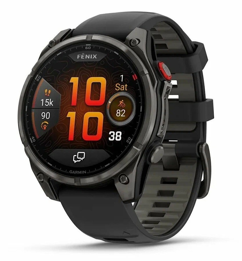 Garmin Fenix 8 Pro Sapphire 47mm Титан Угольно-Серый DLC с Серым Ремешком (010-03198-01)