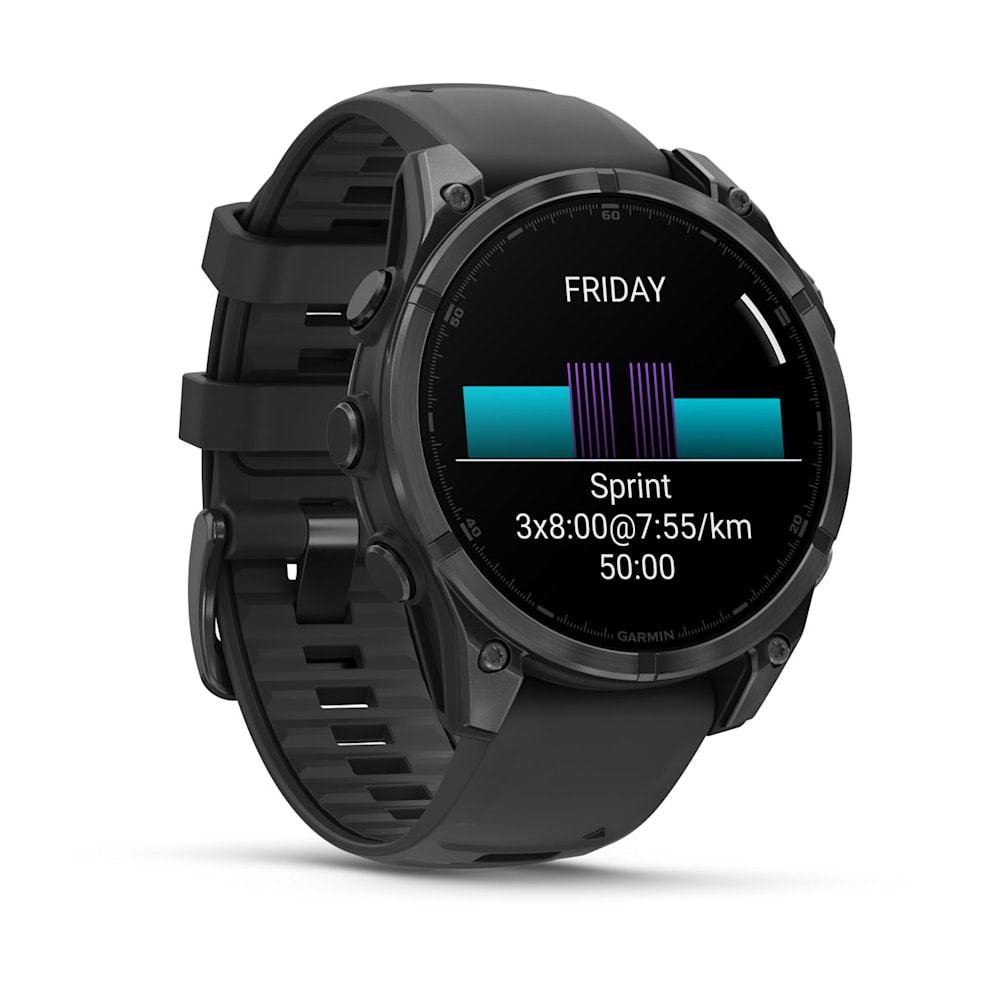 Garmin Fenix 8 47mm Серые с Черным Силиконовым Ремешком (010-02904-00)