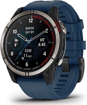 Garmin Quatix 7 Pro Amoled Sapphire Титан с Темно-Синим Силиконовым Ремешком (010-02803-81)