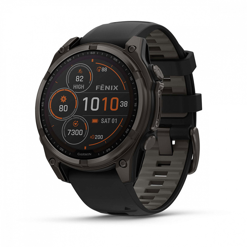 Garmin Fenix 8 Sapphire Solar 47mm Титан Угольно-Серый DLC с Черным Ремешком (010-02906-11)