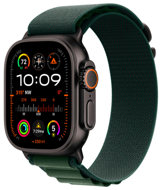 Apple Watch Ultra 2 49mm Черный Титан Ремешок S Alpine Зеленого Цвета 2024