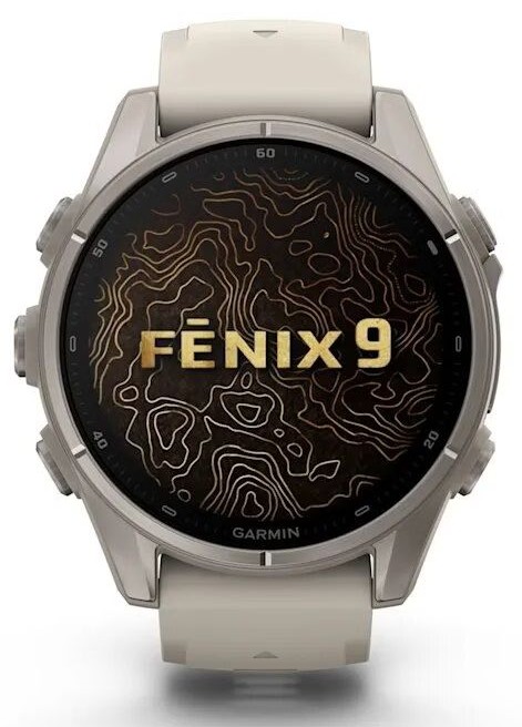 Garmin Fenix 9 43mm Титан с Дымчато-Серым Силиконовым Ремешком (010-04761-01)